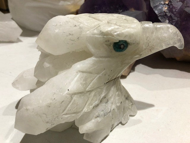 Eagle Hand Crafted in Clear Quartz Small