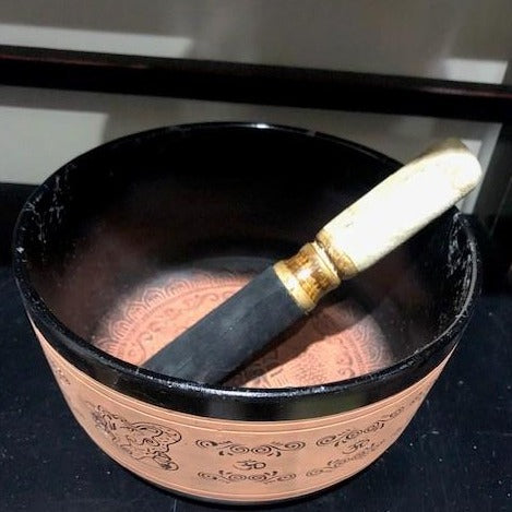 Singing Bowl rounded 7" w/ Ganesha